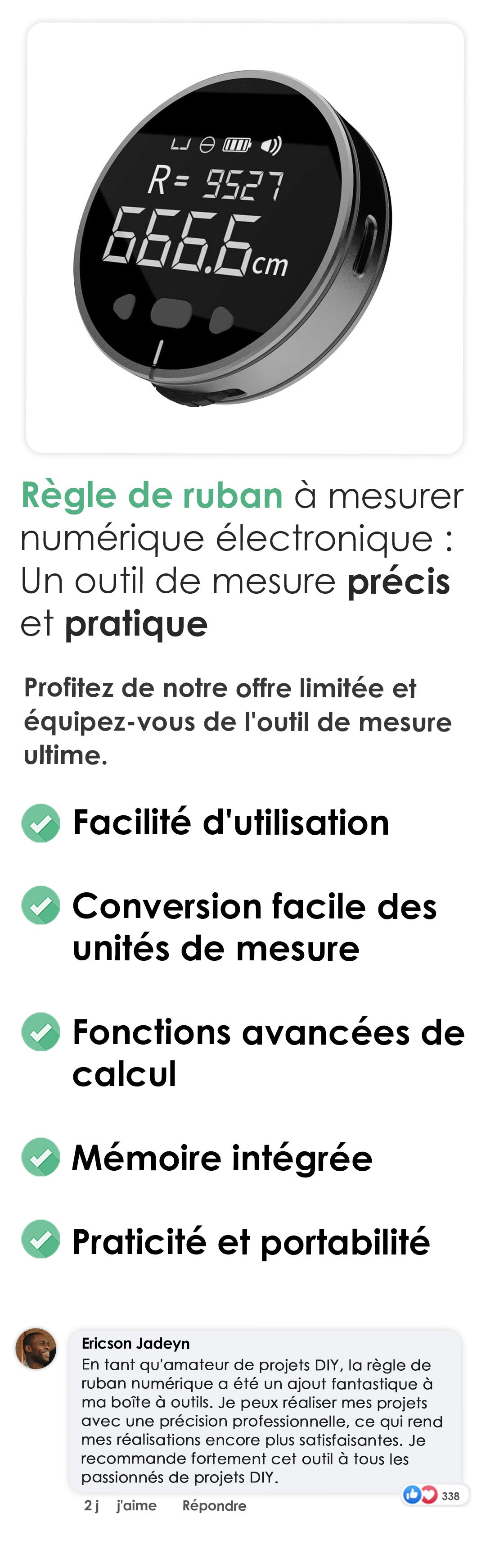 Règle de ruban à mesurer numérique